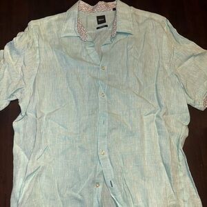 Hugo Boss Aqua Linen Casual Button Down Shirt